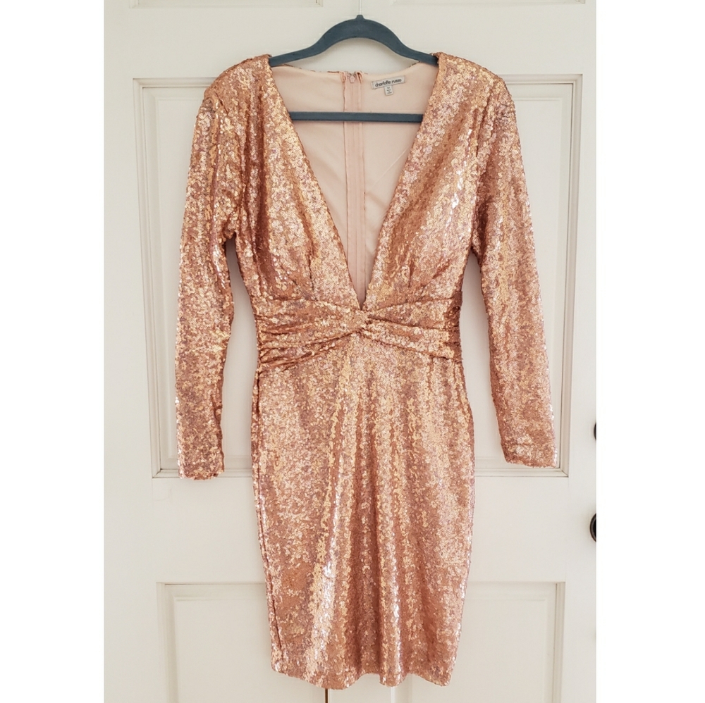 Charlotte Russe Rose Gold Sequin Cocktail Dress
